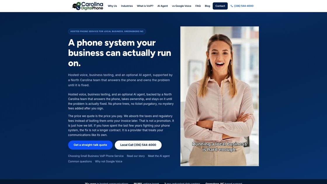 Carolina Digital Phone hosted VoIP homepage
